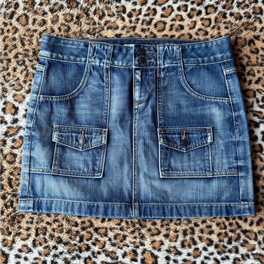 Old Navy Blue Denim Mini Skirt with Pockets